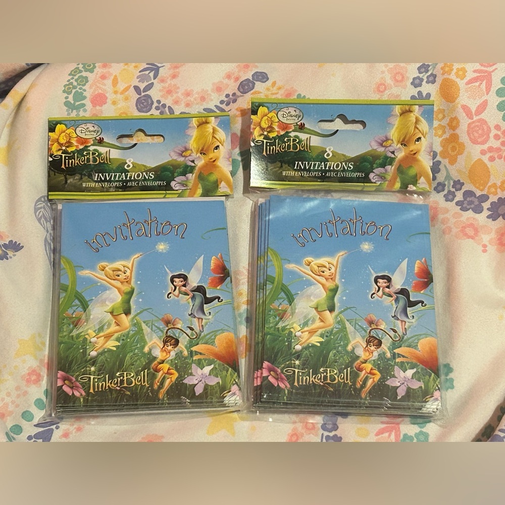 3/$30✨🧚✨🆕Disney Fairies Tinker Bell Party Invitations 🎈Set of 16! ✨🧚Y2K